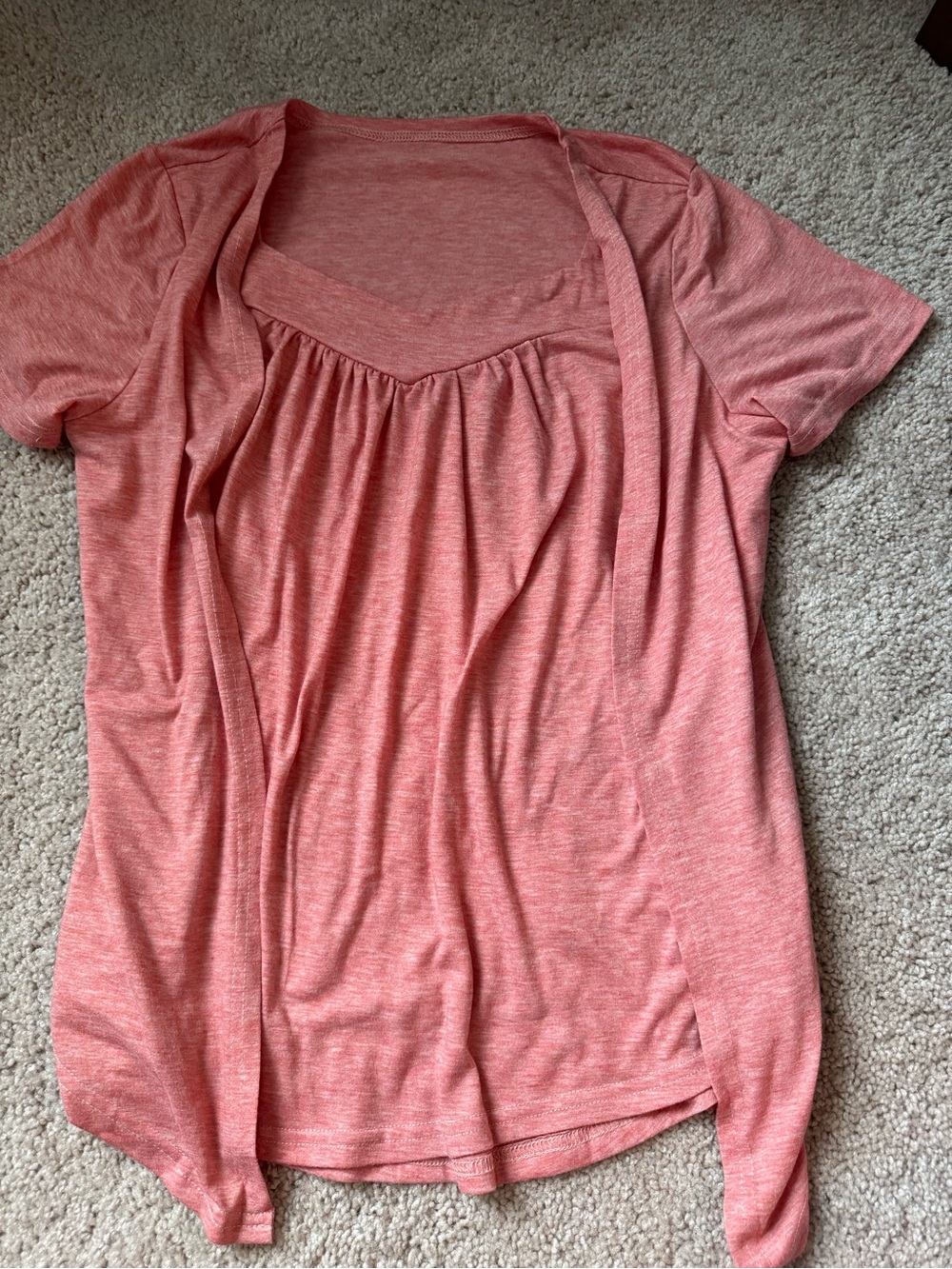 Women’s Short-Sleeve Layered Coral Top